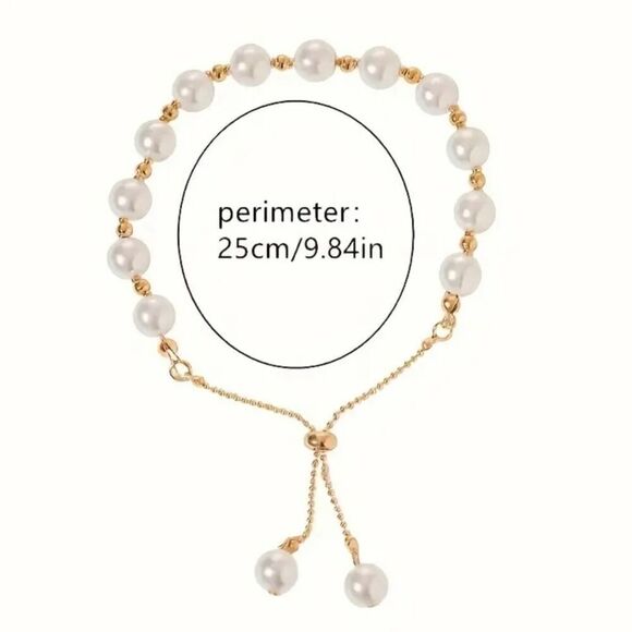 Shimmering Elegant Imitation Pearl Charm Bridal Wedding Bracelet (1 pc) - Picture 6 of 7